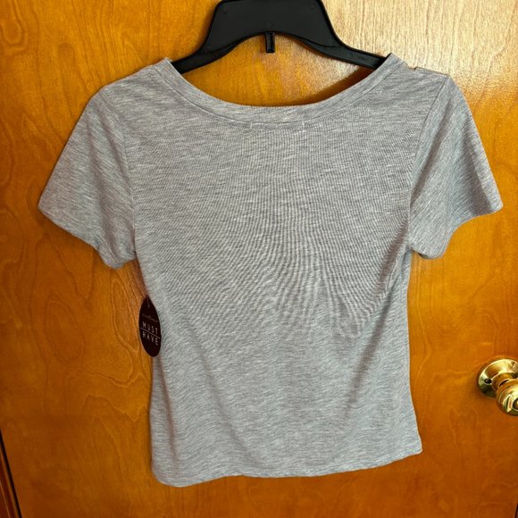 Crave Frame Pearl Pocket Almost Famous Heather Gray Shirt - Picture 8 of 10